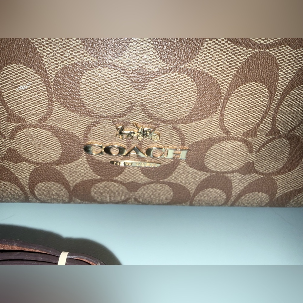 COACH Signature Canvas and Leather Shoulder Bag in Charcoal - Picture 6 of 7